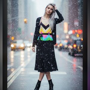 MOSCHINO Chevron Patterned Black Dress